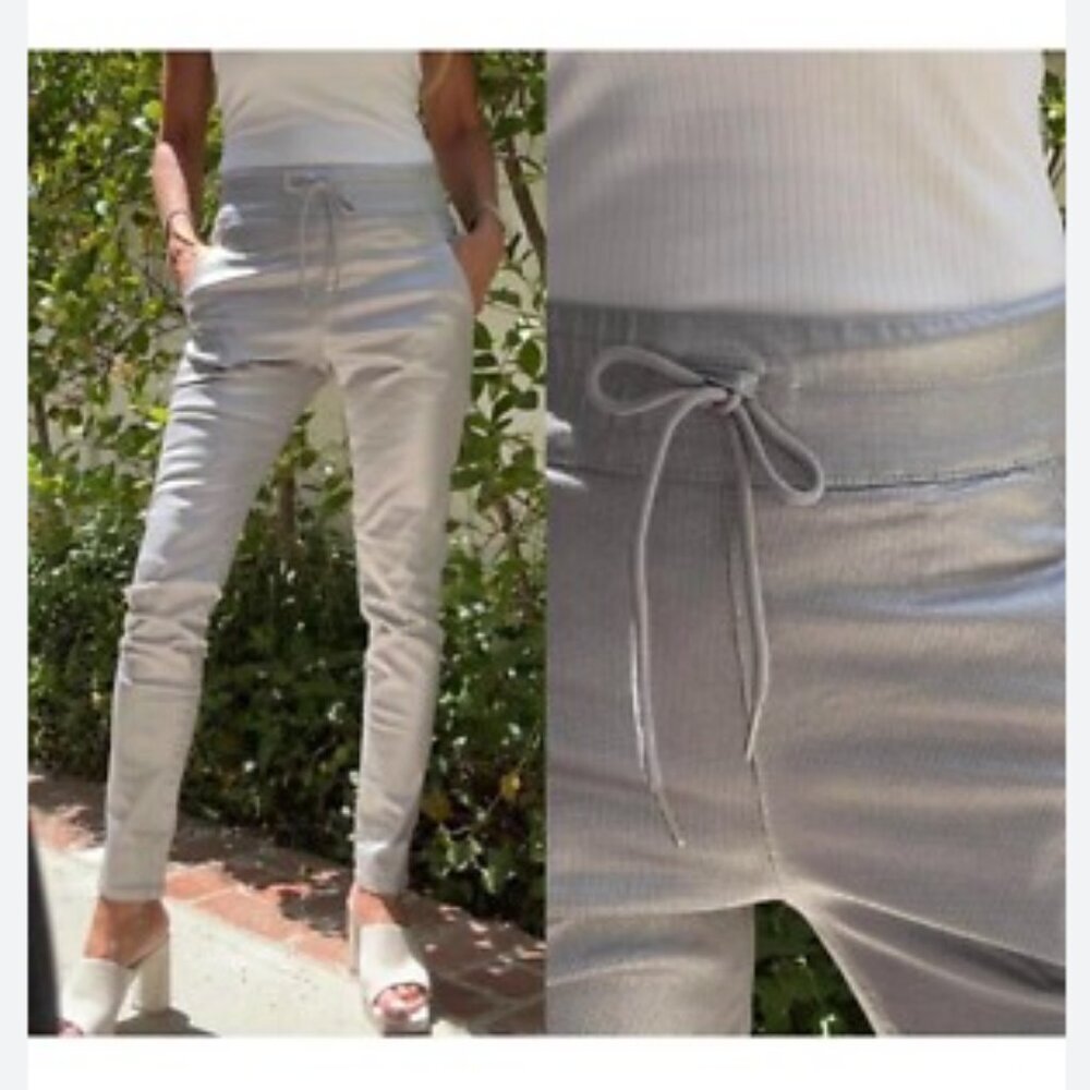 BEVY FLOG Shely High Rise Ankle Length Drawstring Gray/Silver Pants Size 26 - Picture 11 of 11